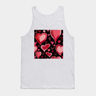 Red Black Heart Pattern Tank Top